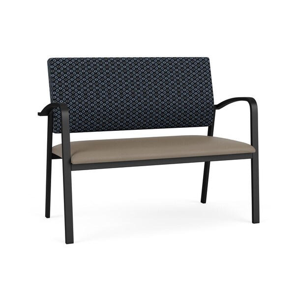Lesro Newport 2 Seat Tandem Seating Metal Frame No Center Arms, Black, RS Night Sky Back, MD Farro Seat NP1501 - main